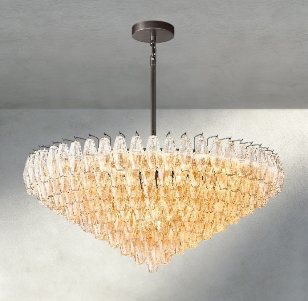 CIHELA CLEAR/ SMOKE GLASS TIERED ROUND CHANDELIER 37", 47", 62" - lampmodern