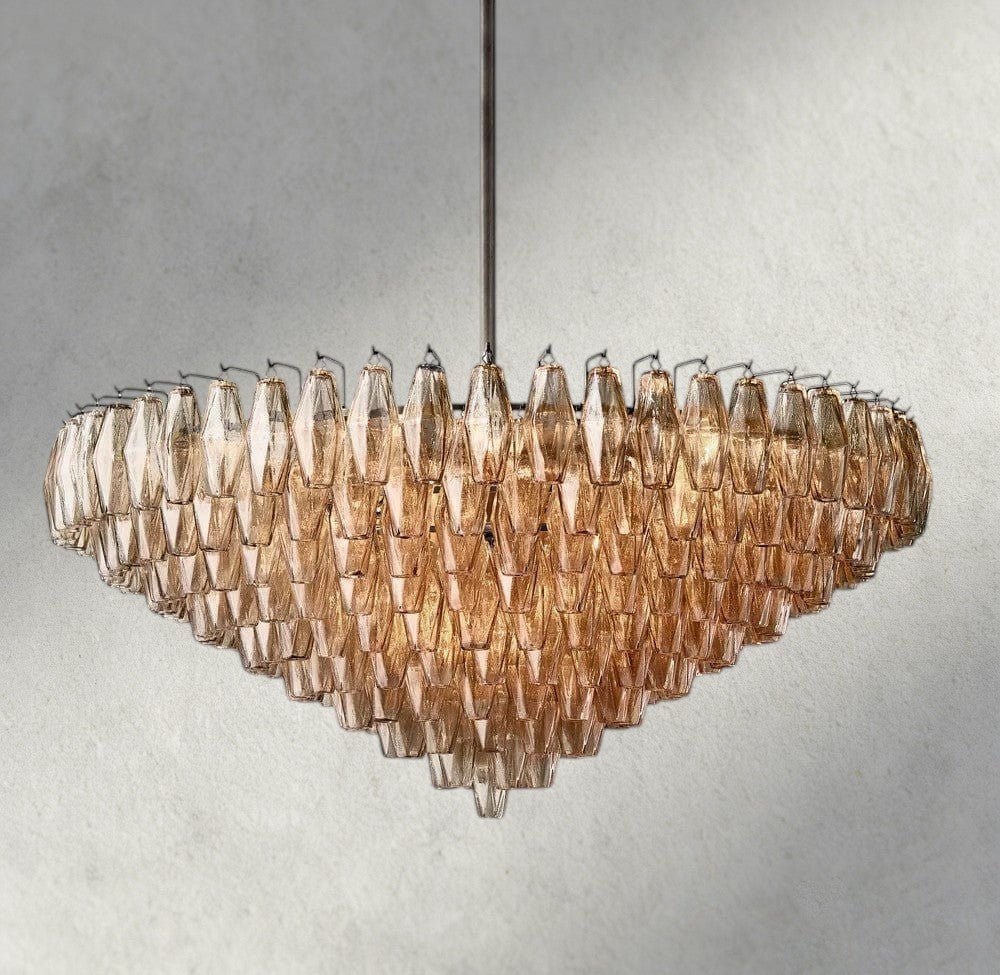 CIHELA CLEAR/ SMOKE GLASS TIERED ROUND CHANDELIER 37", 47", 62" - lampmodern