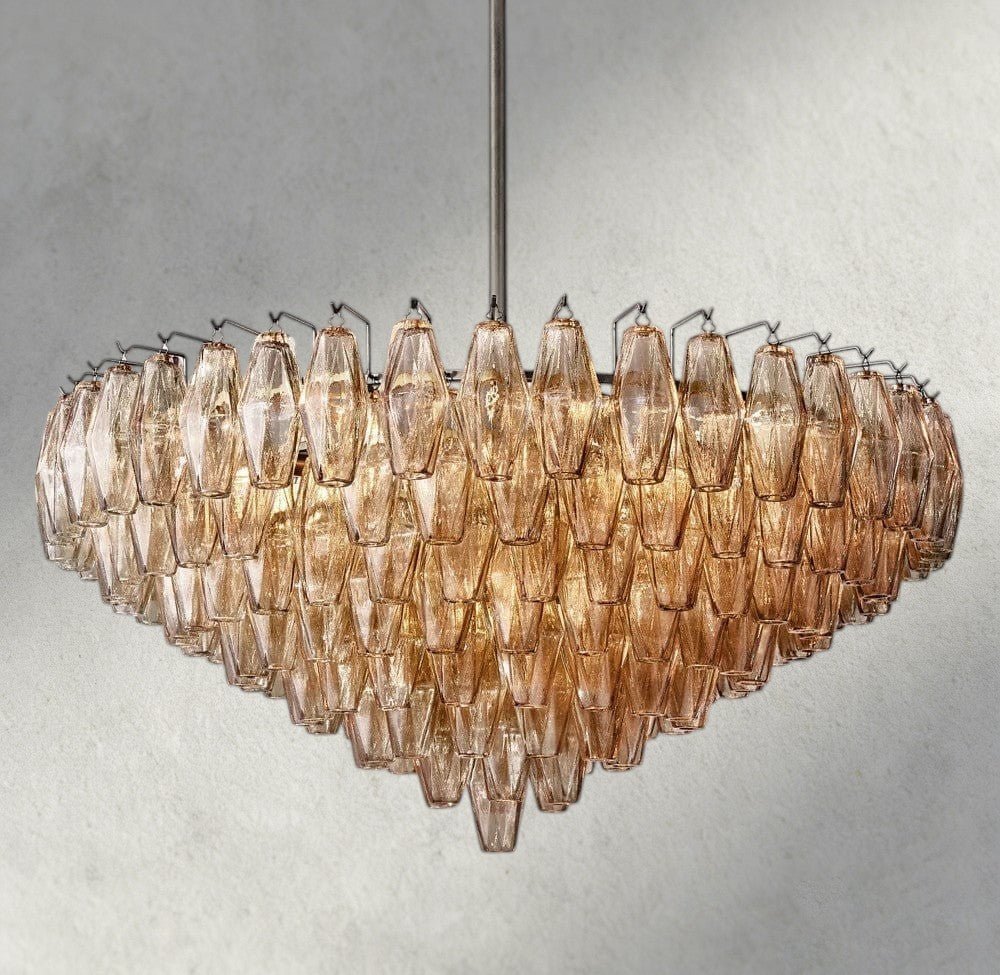 CIHELA CLEAR/ SMOKE GLASS TIERED ROUND CHANDELIER 37", 47", 62" - lampmodern