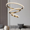 Contemporary K9 Crystal Halo Circle Foyer Chandelier - THREE RINGS: 39.4