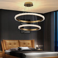 Contemporary K9 Crystal Halo Circle Foyer Chandelier - TWO RING - 31.5
