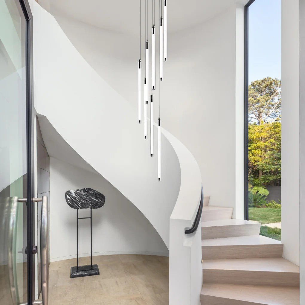 Contemporary Staircase Chandelier Spiral Tube Ceiling Light - lampmodern