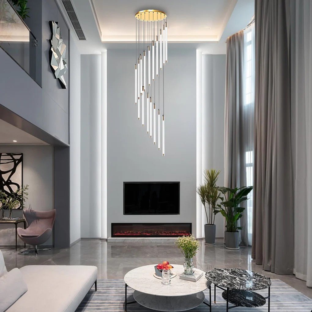 Contemporary Staircase Chandelier Spiral Tube Ceiling Light - lampmodern