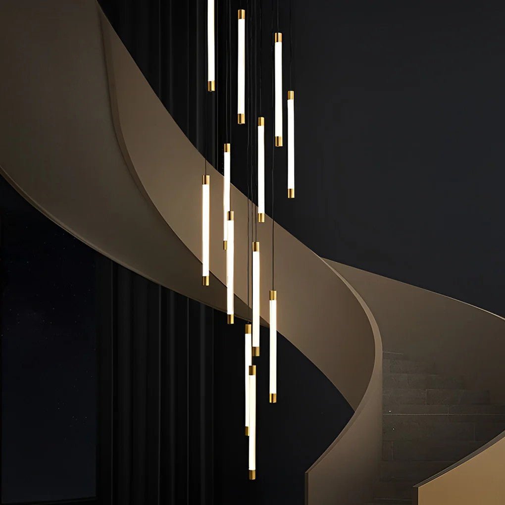 Contemporary Staircase Chandelier Spiral Tube Ceiling Light - lampmodern