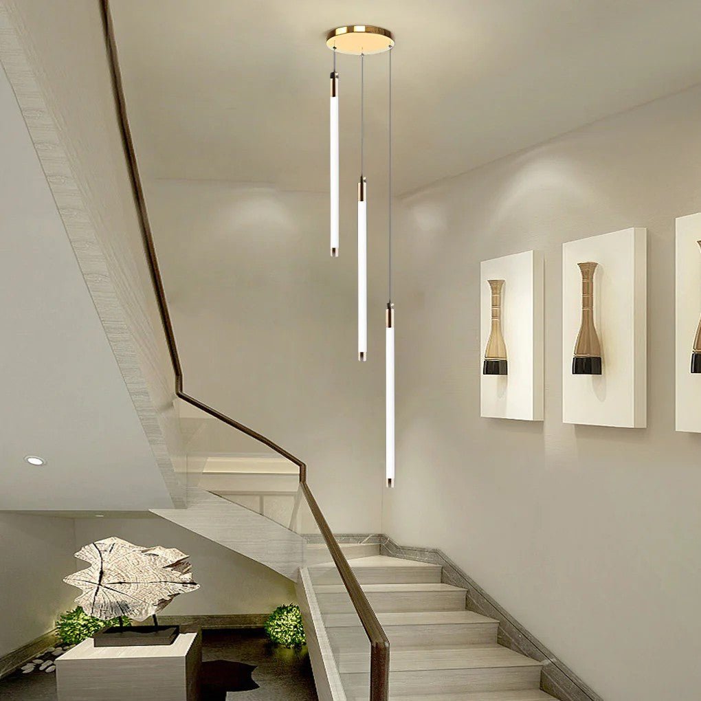 Contemporary Staircase Chandelier Spiral Tube Ceiling Light - lampmodern