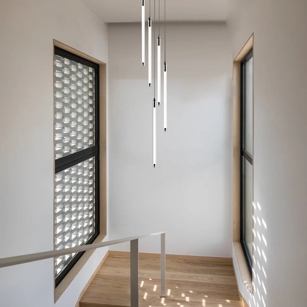 Contemporary Staircase Chandelier Spiral Tube Ceiling Light - lampmodern