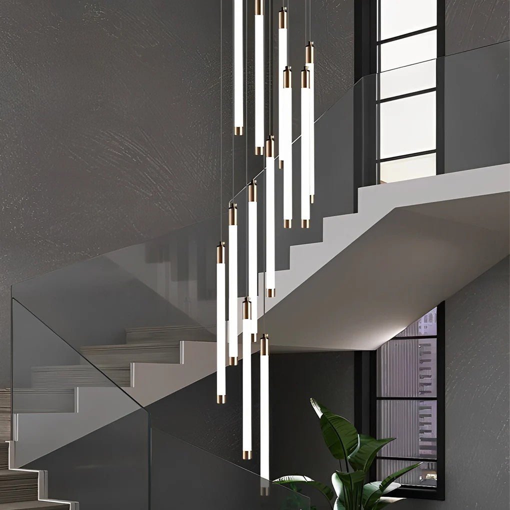 Contemporary Staircase Chandelier Spiral Tube Ceiling Light - lampmodern