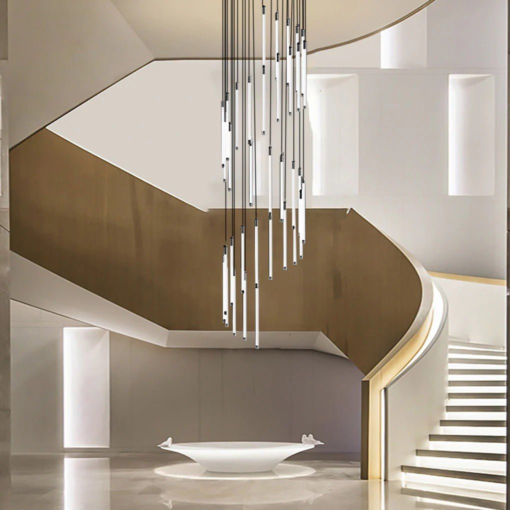 Contemporary Staircase Chandelier Spiral Tube Ceiling Light - lampmodern