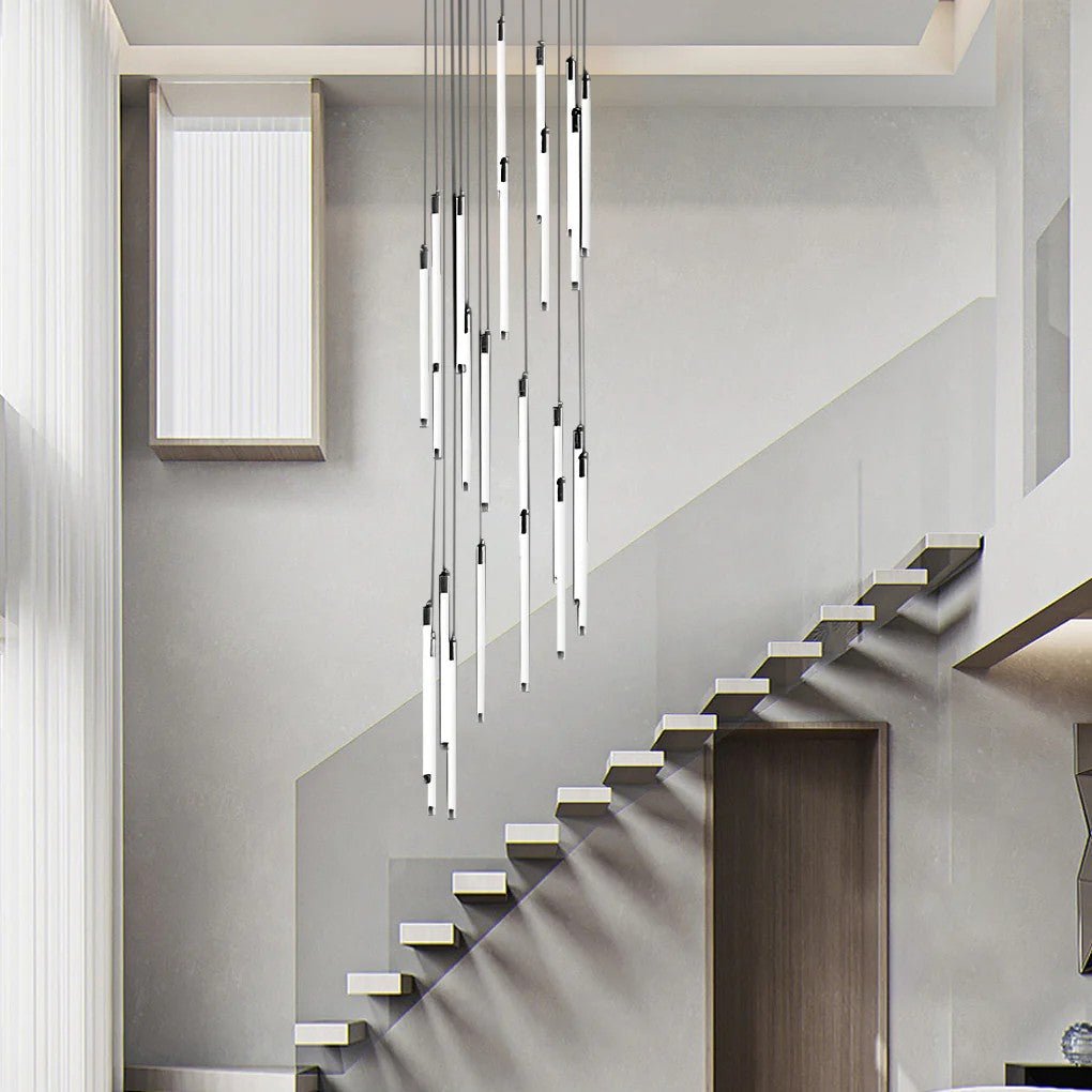 Contemporary Staircase Chandelier Spiral Tube Ceiling Light - lampmodern