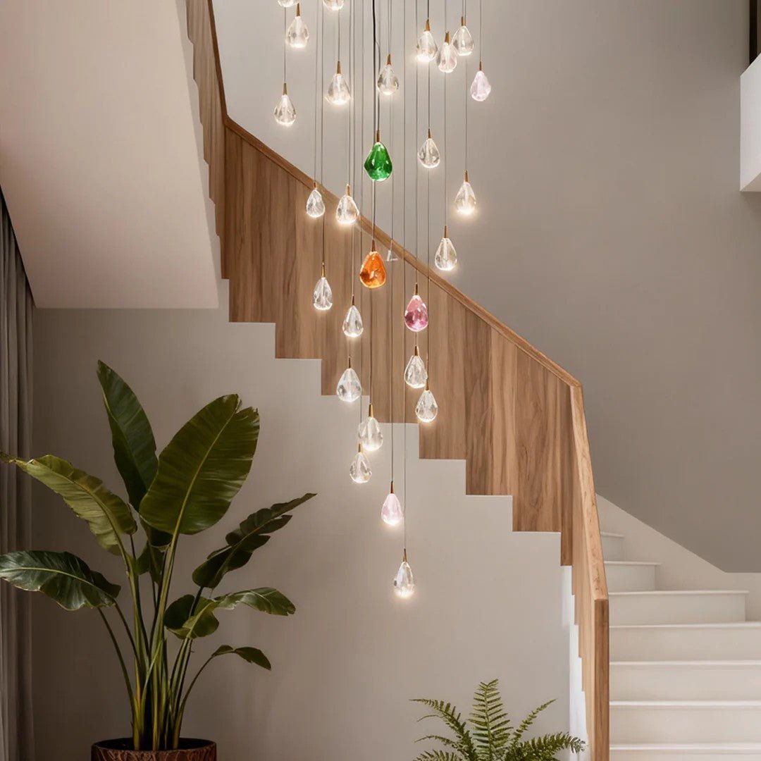 Crystal Chandelier for Staircase Luxury LED Ceiling Light - lampmodern