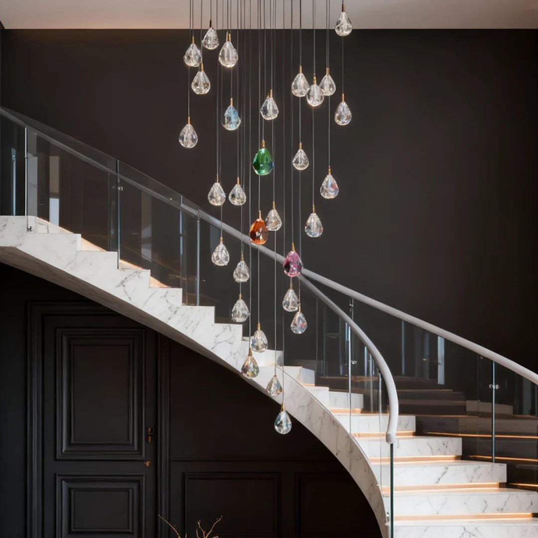 Crystal Chandelier for Staircase Luxury LED Ceiling Light - lampmodern