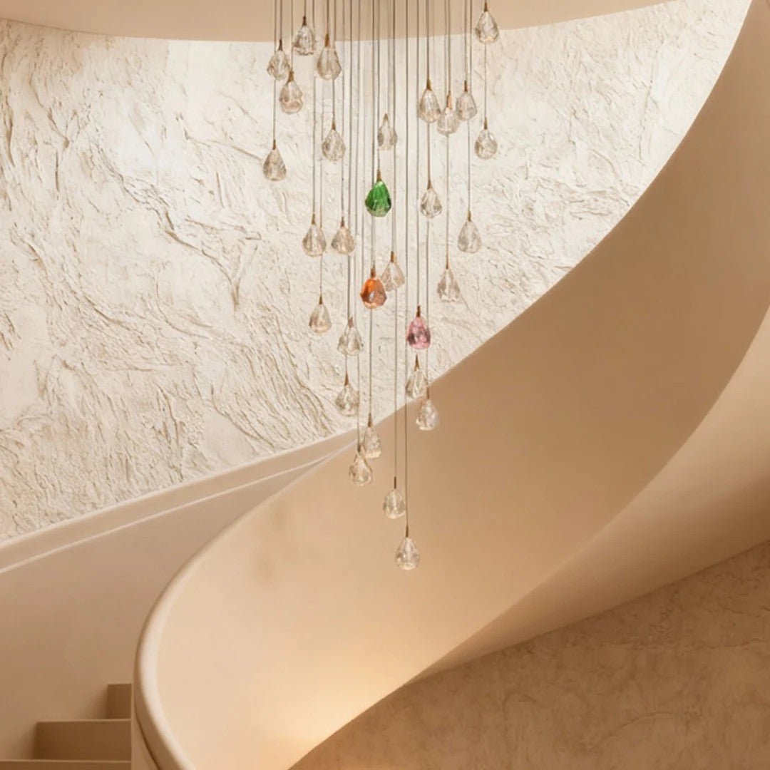 Crystal Chandelier for Staircase Luxury LED Ceiling Light - lampmodern