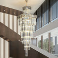 Decorative Large Vertical Crystal Staircase Chandelier Foyer Ceiling Light Fixture Lamp In Gray/ Amber Brim - lampmodern