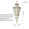 Decorative Large Vertical Crystal Staircase Chandelier Foyer Ceiling Light Fixture Lamp In Gray/ Amber Brim - lampmodern