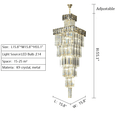 Decorative Large Vertical Crystal Staircase Chandelier Foyer Ceiling Light Fixture Lamp In Gray/ Amber Brim - lampmodern