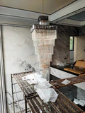 Decorative Large Vertical Crystal Staircase Chandelier Foyer Ceiling Light Fixture Lamp In Gray/ Amber Brim - lampmodern