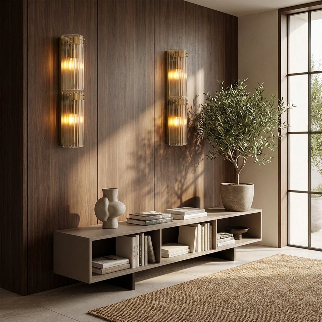 Delsia Fluted Glass Wall Sconce - lampmodern