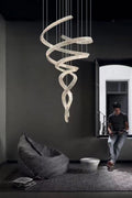 Designer Foyer Living Room Ceiling Light Fixture Stylish Spiral Crystal Chandelier For Hotel Entrance - lampmodern