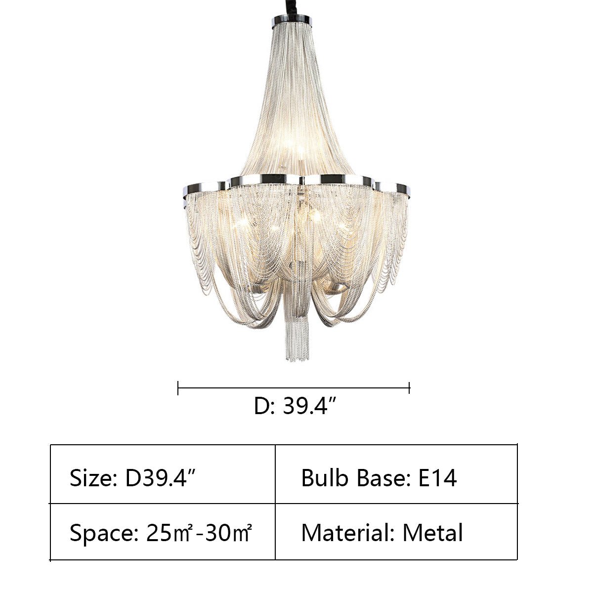 Designer Models Oversized Aluminium Long Tassel Pendant Chendelier for Large Living Room/Staircase/Villa - lampmodern