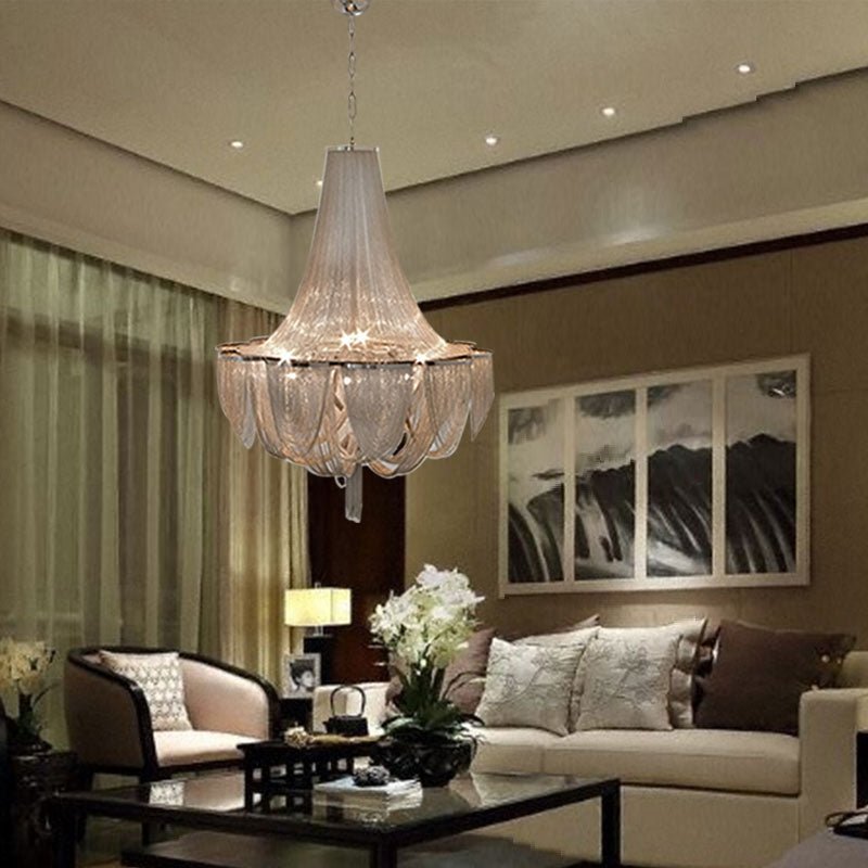 Designer Models Oversized Aluminium Long Tassel Pendant Chendelier for Large Living Room/Staircase/Villa - lampmodern