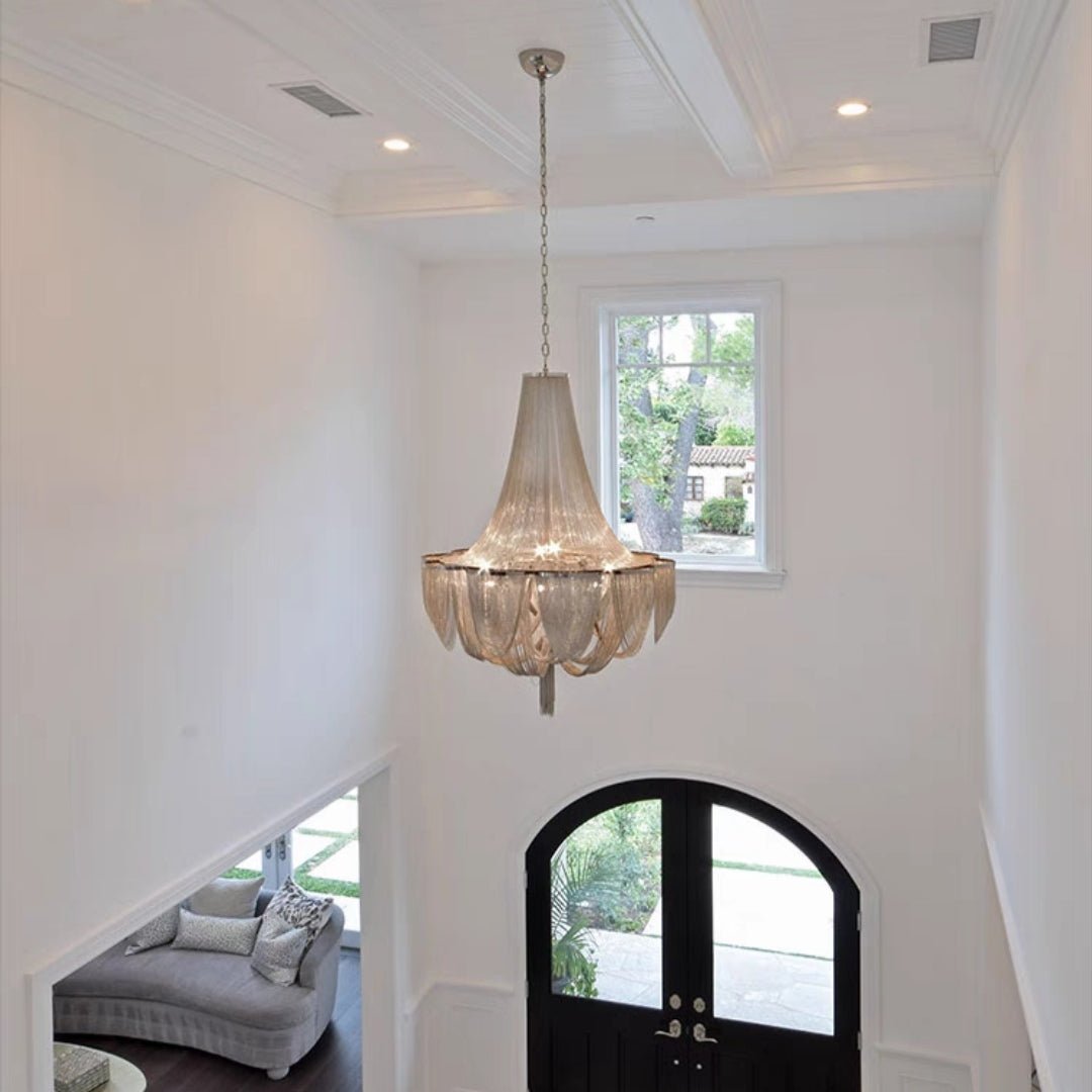 Designer Models Oversized Aluminium Long Tassel Pendant Chendelier for Large Living Room/Staircase/Villa - lampmodern