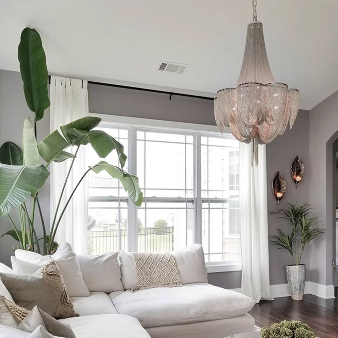Designer Models Oversized Aluminium Long Tassel Pendant Chendelier for Large Living Room/Staircase/Villa - lampmodern