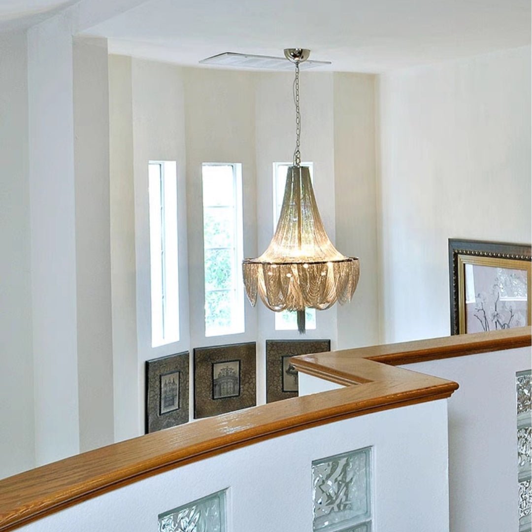 Designer Models Oversized Aluminium Long Tassel Pendant Chendelier for Large Living Room/Staircase/Villa - lampmodern