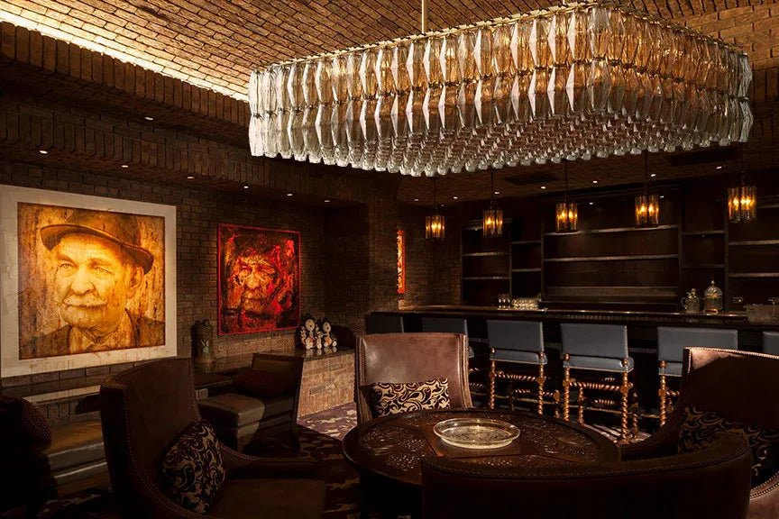 Dhiara Smoke Glass Rectangular Chandelier - lampmodern