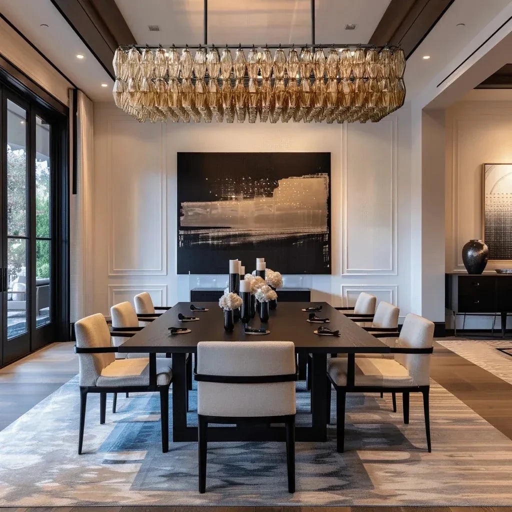 Dhiara Smoke Glass Rectangular Chandelier - lampmodern