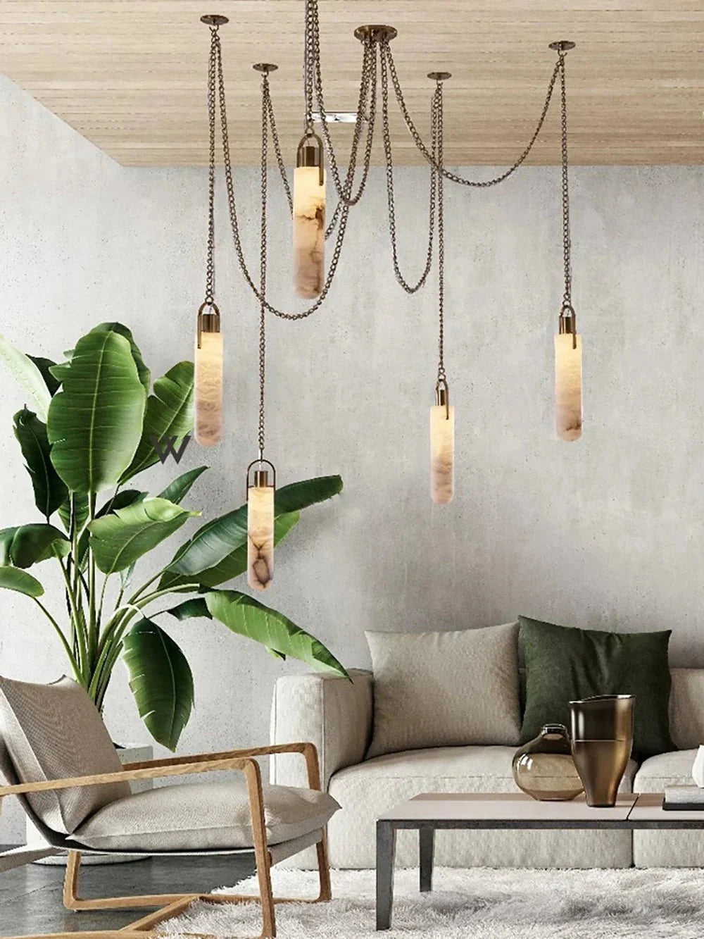 Dome Chain Alabaster Chandelier - lampmodern