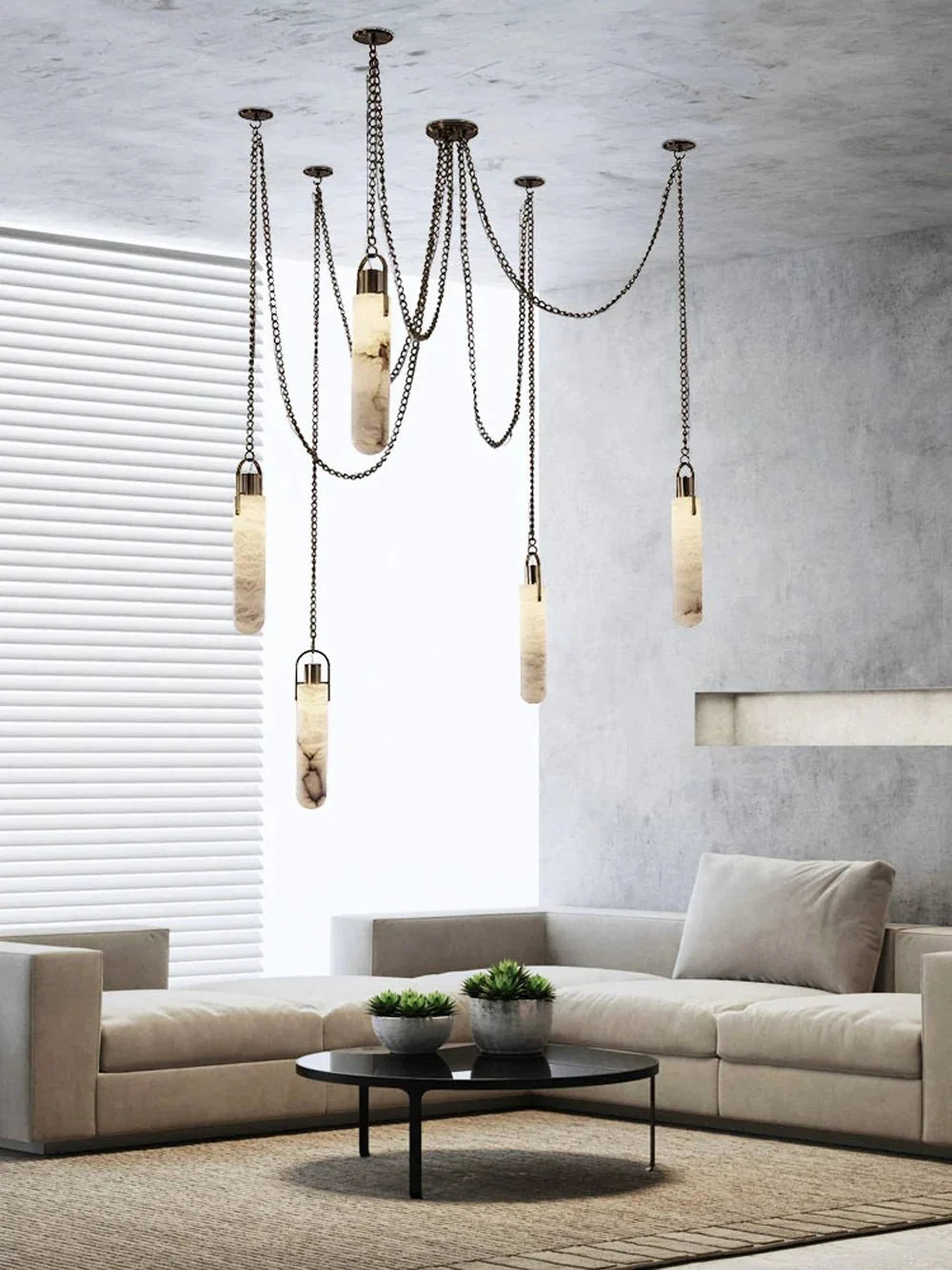 Dome Chain Alabaster Chandelier - lampmodern