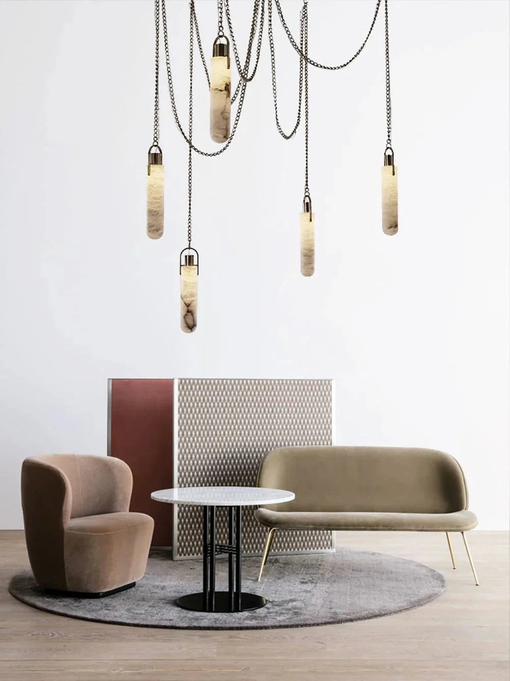 Dome Chain Alabaster Chandelier - lampmodern