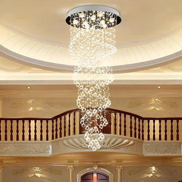 Double Spiral Three Step Dimming LED Modern Staircase Chandelier - lampmodern