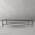 Thaddeus Forged Iron Rectangle Glass Coffee Table - Lamp Modern