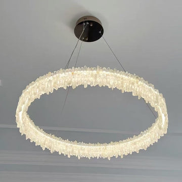 Modern Round Natural Stone Crystal Chandelier
