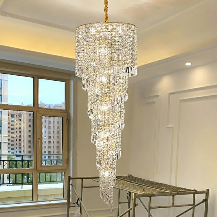Elegant Foyer Hall Chandelier Long Crystal Ceiling Light Fixture For Living Room Entryway Staircase - lampmodern