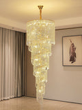 Elegant Foyer Hall Chandelier Long Crystal Ceiling Light Fixture For Living Room Entryway Staircase - lampmodern