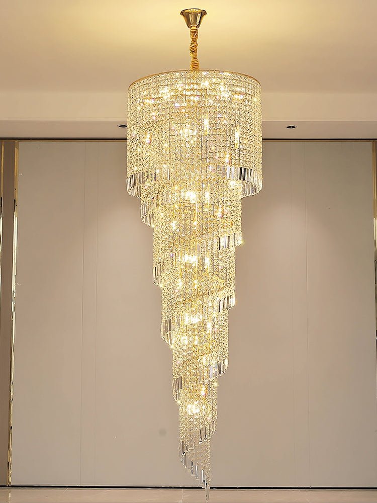 Elegant Foyer Hall Chandelier Long Crystal Ceiling Light Fixture For Living Room Entryway Staircase - lampmodern