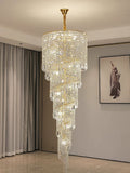 Elegant Foyer Hall Chandelier Long Crystal Ceiling Light Fixture For Living Room Entryway Staircase - lampmodern