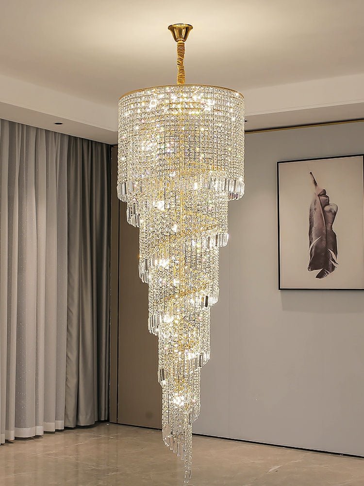 Elegant Foyer Hall Chandelier Long Crystal Ceiling Light Fixture For Living Room Entryway Staircase - lampmodern