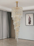 Elegant Foyer Hall Chandelier Long Crystal Ceiling Light Fixture For Living Room Entryway Staircase - lampmodern