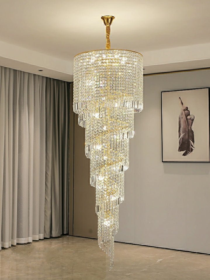 Elegant Foyer Hall Chandelier Long Crystal Ceiling Light Fixture For Living Room Entryway Staircase - lampmodern