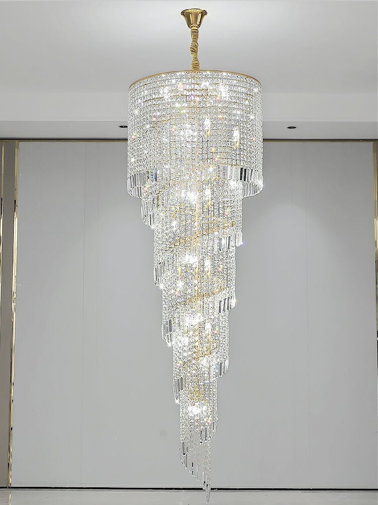 Elegant Foyer Hall Chandelier Long Crystal Ceiling Light Fixture For Living Room Entryway Staircase - lampmodern