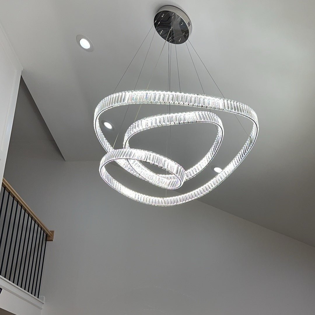 Elegant Restaurant Rings Crystal Chandelier Foyer Living Room Ceiling Pendant Light Fixture - lampmodern