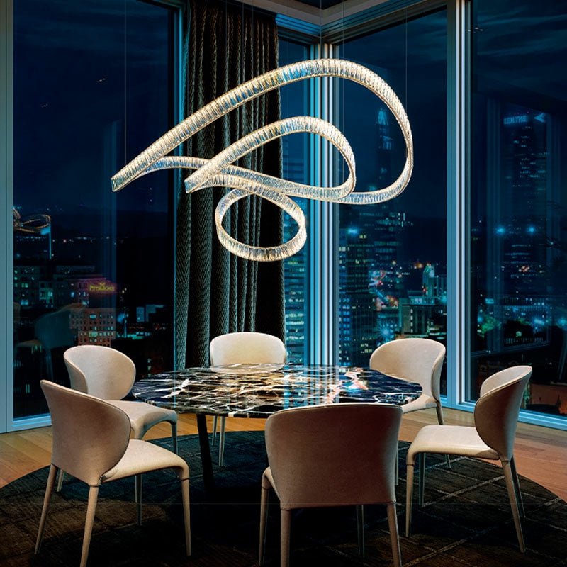 Elegant Restaurant Rings Crystal Chandelier Foyer Living Room Ceiling Pendant Light Fixture - lampmodern