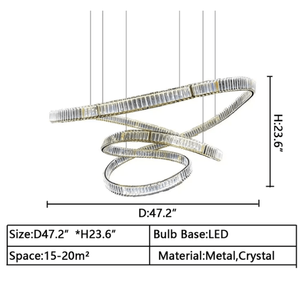 Elegant Restaurant Rings Crystal Chandelier Foyer Living Room Ceiling Pendant Light Fixture - lampmodern