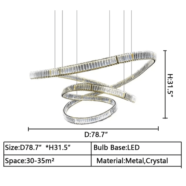 Elegant Restaurant Rings Crystal Chandelier Foyer Living Room Ceiling Pendant Light Fixture - lampmodern