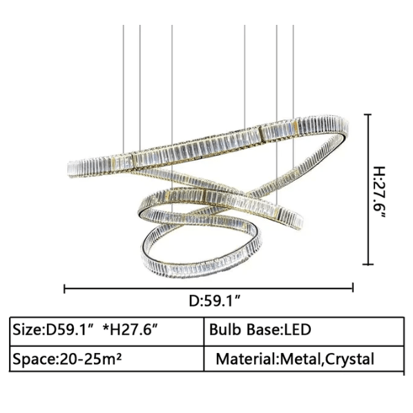 Elegant Restaurant Rings Crystal Chandelier Foyer Living Room Ceiling Pendant Light Fixture - lampmodern