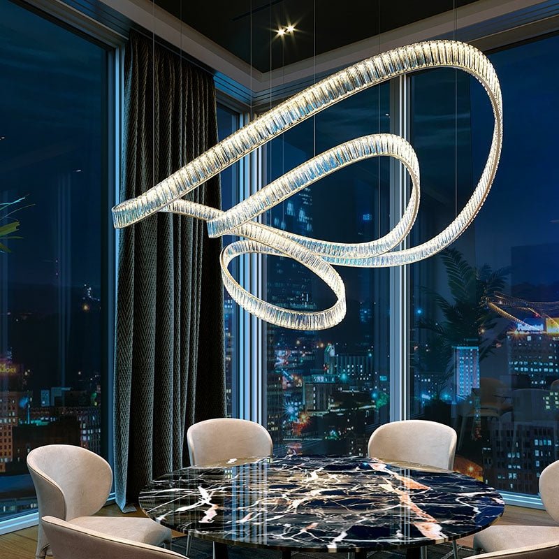 Elegant Restaurant Rings Crystal Chandelier Foyer Living Room Ceiling Pendant Light Fixture - lampmodern