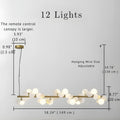 Eli Glass Globes Linear Chandelier For Dining Room - 12 LightsGrayCool white 6000Klampmodern